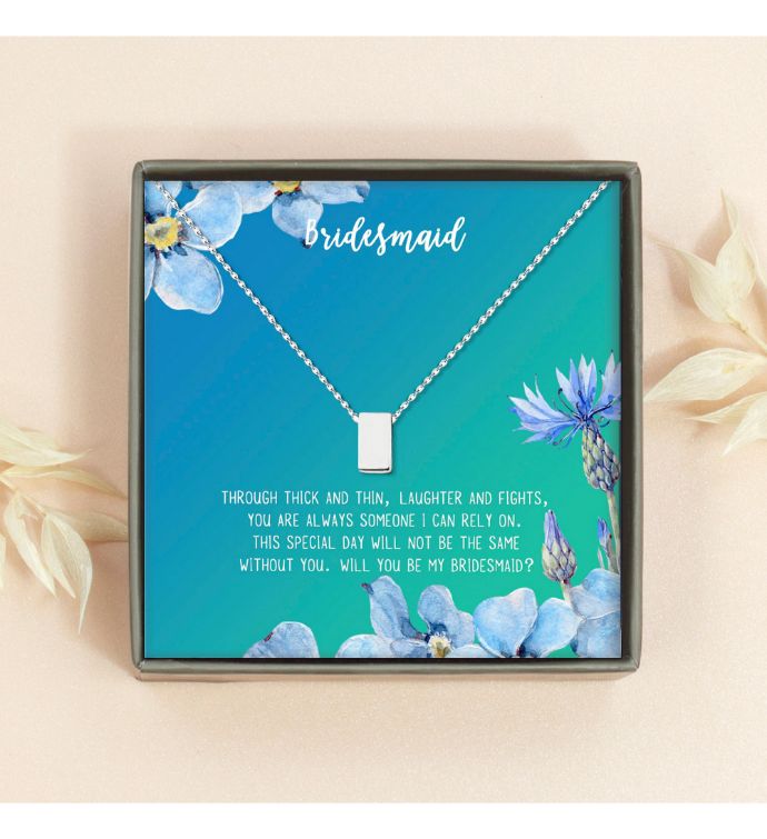 Bridesmaid Eternity Cube Wedding Gift Pendant Necklace Box